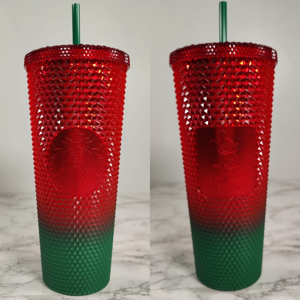 2022 Starbucks x Disneyland Christmas Red Green Ombre Studded Tumbler